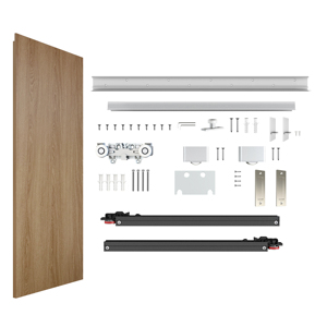 WEKIS Quincaillerie en aluminium pour <span class=keywords><strong>porte</strong></span> <span class=keywords><strong>coulissante</strong></span> dissimulée, système invisible sans rail, amortisseur bidirectionnel insonorisé à <span class=keywords><strong>fermeture</strong></span> douce, fixation par vis - Product Image 1
