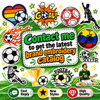 Lot de patchs de football en gros : ballon de football, filet de but, trophée, couronne, flamme – Appliques brodées à thermocoller pour décoration DIY