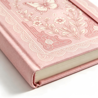 Carnet A5 en lin rose à couverture rigide avec impression personnalisée sur le bord, élastique, journal d'écriture, cadeau