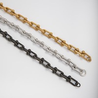 Cadena de Acero Inoxidable en Forma de U, Chapada en Oro de 18K, Duradera, con Nudo Dorado, para Fabricación de Joyería, Accesorios para Bolsos y Bolsas de Mascotas