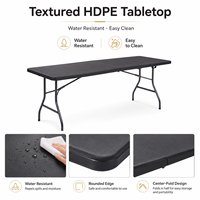 Table pliante moderne en plastique HDPE robuste de 6 pieds, table rectangulaire portable pour banquets, événements hôteliers, traiteur, conférences