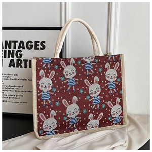 Lindo bolso de lino de conejito de Pascua 2025 nuevo bolso de mano de dibujos animados Retro de gran capacidad bolso de mano de moda para mujer - Product Image 5