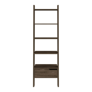 DB DB Dark <b>Walnut</b> Finish Ladder <b>Bookcase</b> with Bull One Drawer and Five Open Shelves - Product Image 4