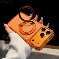 Casing HP Kristal Bening Grosir dengan Stand Putar 360 Derajat, Cincin Magnet, dan Pengisian Daya Nirkabel untuk iPhone 15 16 17 17P 17PM 18P 18PM 18