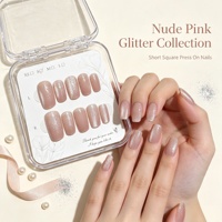 Ongles artificiels à presser de haute qualité, style français, entièrement recouvrants, moyens et longs, en ABS, avec colle, extensions d'ongles pour doigts