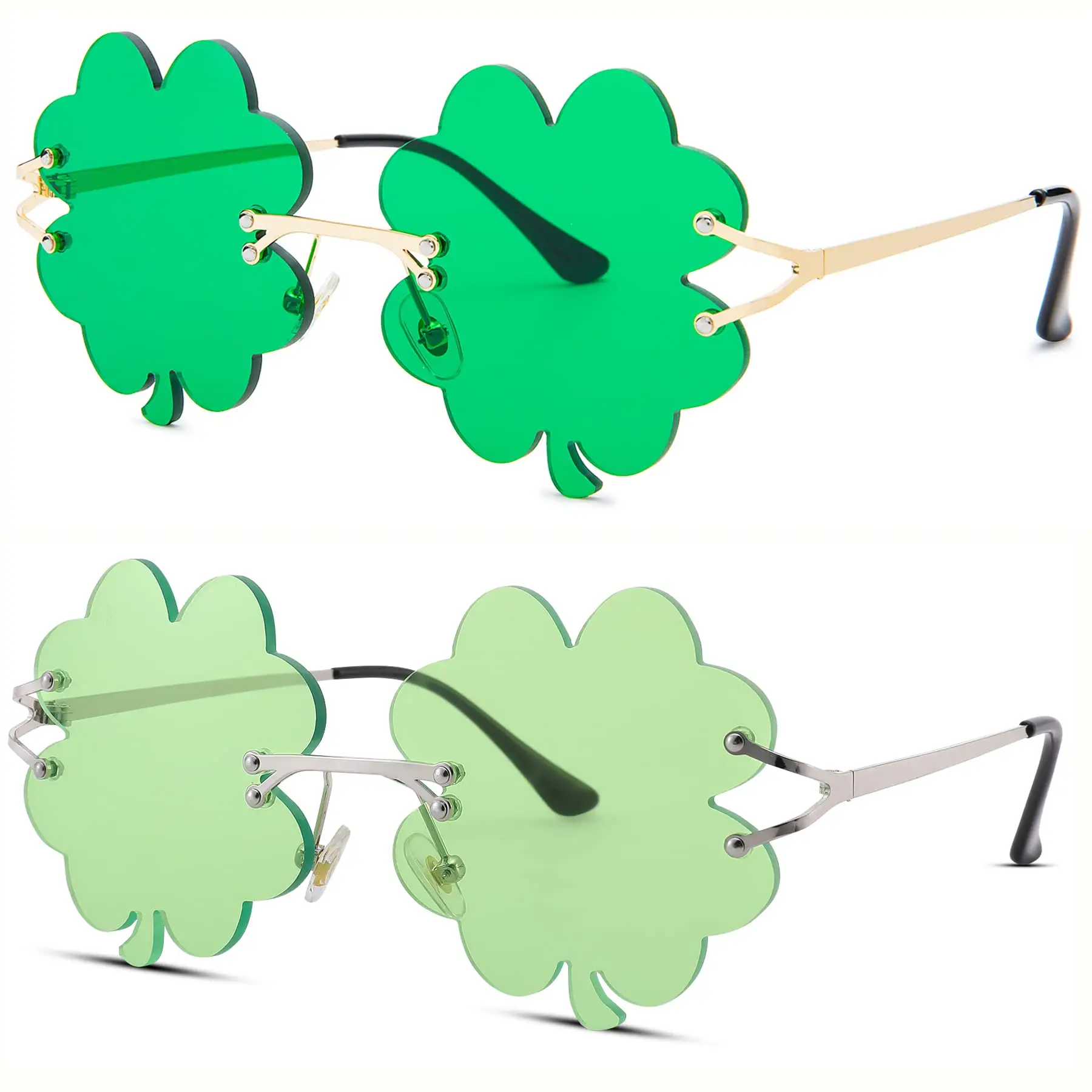 Gafas de trébol del Día de San Patricio, gafas de sol de trébol irlandés, trébol verde de cuatro hojas, gafas de disfraz de duende, accesorios de fiesta