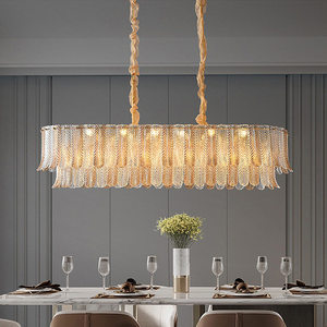 Modern Leaf Shape Rectangular Chandelier <b>Led</b> <b>Light</b> Home Dining Room Lighting Design Luxury Crystal Pendant Lamp - Product Image 1