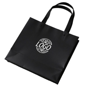 Nouveaux sacs shopping Pulida de luxe 2026 avec logo personnalisé estampé à chaud argenté, sacs <span class=keywords><strong>en</strong></span> <span class=keywords><strong>carton</strong></span> noir écologiques avec ruban pour promotions - Product Image 3