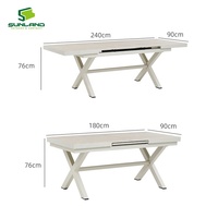 Table de repas extérieure extensible moderne 180-240 cm, structure en aluminium avec plateau en pierre frittée pour jardin, horeca, restaurant