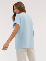 Ohsisa Lässiges Einfarbiges O-Ausschnitt Weiches Gestricktes Baumwoll-Kurzarm-T-Shirt mit Normaler Passform für Frühling/Sommer Streetwear Qualitäts-Basis-Damen-T-Shirt