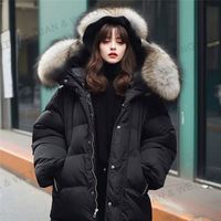 Fabrication de vêtements veste grande taille surdimensionné hiver chaud col en fourrure de renard véritable manteau en duvet noir vêtements d'extérieur pour femmes vestes