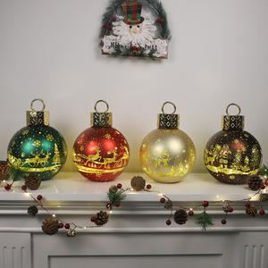 उच्च गुणवत्ता 15 सेमी व्यास 5.90 "लक्जरी क्रिसमस थीम ग्लास बॉल ठोस लाल घर सजावट प्रकाश गुआनेमी - Product Image 3