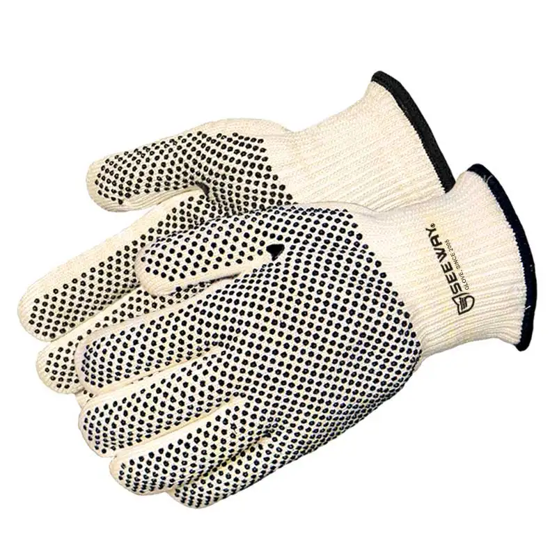 Guantes resistentes al calor Seeeway en nuestros guantes de cocina y barbacoa diseñados en silicona en aramida y mezcla de algodón mitones de silicona para horno