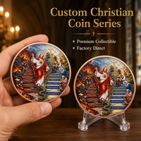 Pièce de monnaie chrétienne Jésus en cuivre fin 999 de 1 oz, relief 3D, couleur UV, effet proof, cadeau pour les croyants, artisanat métallique