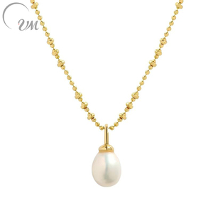 UM JEWELRY Engagement Bohemian Fashion 925 <b>Sterling</b> <b>Silver</b> Link Freshwater Pearl 18K Gold Plated Certified <b>Pendant</b> <b>Necklace</b> - Product Image 1