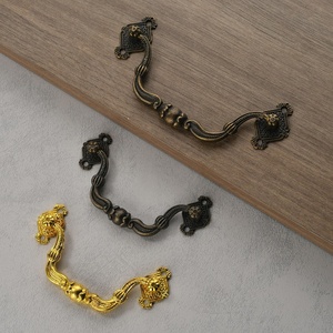 European-Style Bronze-Finish Hardware Pull No-Drill Vintage <strong>Small</strong> <strong>Drawer</strong> Pull for Dresser Kitchen on <strong>Small</strong> Wooden Box Packaging - Product Image 1