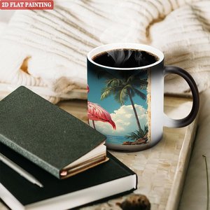 Mug personnalisé imprimé 11oz en céramique noire givrée sensible à la chaleur, tasse vierge thème festival - Product Image 3
