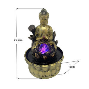 <span class=keywords><strong>Fontaine</strong></span> d'eau avec statue de Bouddha et boule LED lumineuse, décoration zen avec lotus, <span class=keywords><strong>fontaine</strong></span> de table pour la maison et le bureau - Product Image 4