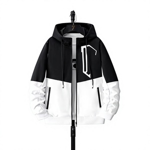 Men's Black <b>White</b> Color Blocking Customized Breathable 340g Hoodie <b>Jogger</b> Set Casual Winter Wear Knitted Cotton Sweatshirt Pants - Product Image 2