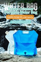 Conteneur d'eau en plastique 5L 10L, emballage grande capacité, poche de stockage transparente avec bec verseur, sac à eau transparent pour le camping