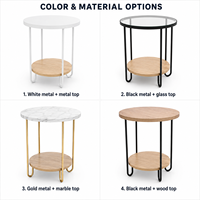 Table d'appoint ronde moderne avec cadre en métal doré et plateau en bois, marbre, bambou ou résine, table basse pour salon, OEM ODM