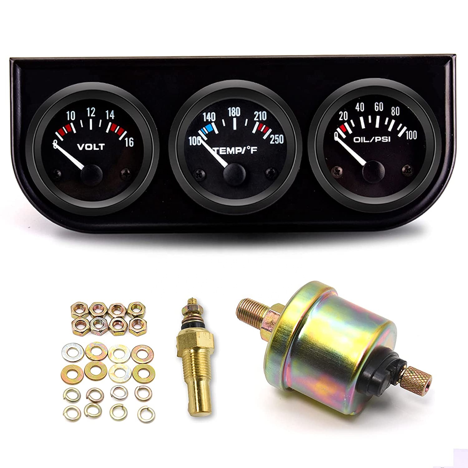 52mm 3in1 車載メーターキット 電圧計 水温計 油圧計 と 85mm GPS