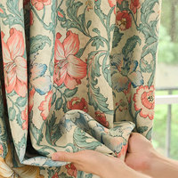 Rideaux occultants à motif floral William Morris, couleur sauge rose, plissés à la française, pour chambre à coucher, vente en gros au mètre