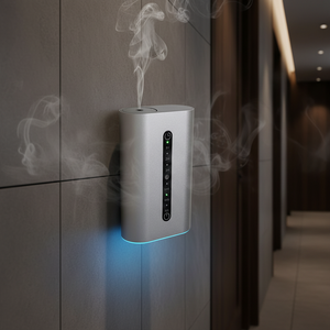 Diffuseur d'arômes compact sans eau à capteur de lumière électrique mural au design élégant, nébuliseur d'huiles essentielles contrôlé par application - Product Image 1