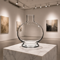 Carafe à vin en verre globulaire avec base à disque étagé, carafe en cristal sans plomb, style apothicaire, pichet à col court pour bar à domicile