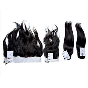 Extensions de cheveux humains brésiliens lisses en lots avec closure en dentelle suisse transparente, fournisseur d'extensions de cheveux humains indiens de temple - Product Image 2
