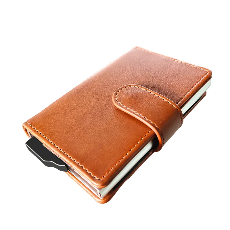 Carteira masculina de couro com espaço para cartões, carteira slim em couro com alça para guardar cartões de crédito, identificação e nome, 2022