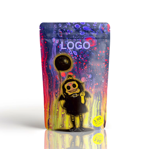 Wholesale Skull Design Mylar <b>Bag</b> Stand Up <b>Zip</b> Lock Smell Proof 3.5g Soft Touch Funny Die Cut <b>Bag</b> for Storage Edibles Candy - Product Image 3