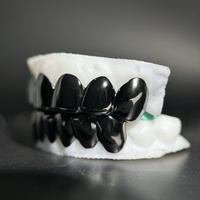 Grillz dentaires personnalisés en argent sterling 925 massif véritable, électroplaqué noir au laser, pour hommes, 6 dents supérieures et 6 dents inférieures, style Hip Hop