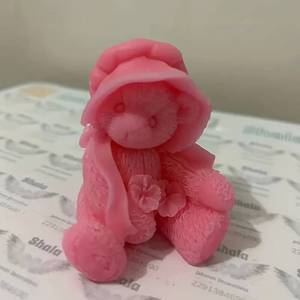 MUYULINS DIY Handmade 3D Sitting <b>Cute</b> <b>Bear</b> Scented Candle Silicone Mold - Product Image 4