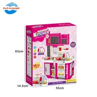 Ensemble de cuisine en plastique pour enfants avec musique, lumière et jeu de cuisine, table et chaises, jouet 58 pièces, jouet préscolaire