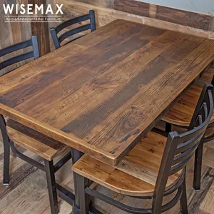 WISEMAX FURNITURE factory cheap 70*70 square round solid elm wood table top for restaurant cafe shop commercial dining furniture