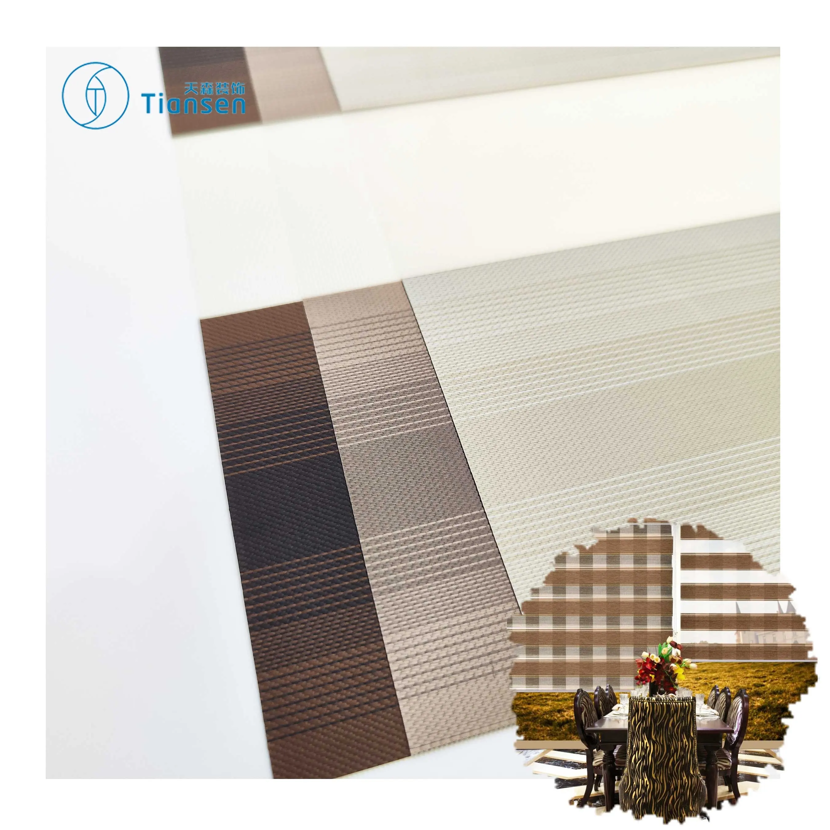 Yeni benzersiz tasarım zebra jaluzi kumaş modern stil dumansız ev dekor için zebra sırf tonları güneşlikler satılık kumaş