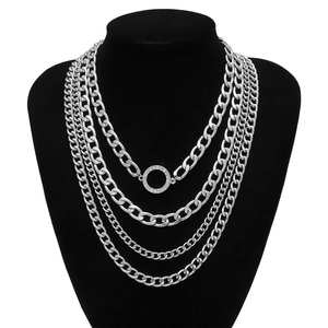 Trendz Retro geométrica de pesado collar conjunto de joyas con colgante de diamantes de imitación collar - Product Image 6