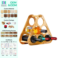 BH Chic Étagère de comptoir élégante, porte-bouteilles de table, support de rangement et de présentation de vin en bambou avec fentes pour 6 bouteilles