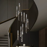 Lustre linéaire moderne et minimaliste en cristal pour hall de villa, escalier, décoration intérieure, plafond haut