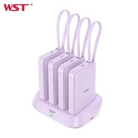 WST Jetzt Den Strom Câble intégré Charge rapide sans fil magnétique 10000mah Power Bank Station de charge pour hôtel