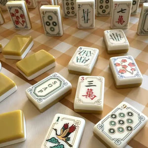 Ensemble de Mahjong Américain de Luxe à l'Ornementation Dorée, Design Américain, Pliable, Portable, Double Niveau, en Acrylique, pour 4 Joueurs, Rouge, Divertissement - Product Image 3