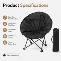 Chaise pliante de plage en métal avec logo personnalisé, marque privée, modèle Shell Moon, avec assise rembourrée en coton pour le camping