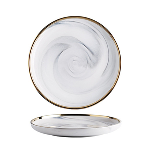 LOMATO-platos <span class=keywords><strong>de</strong></span> Navidad con borde dorado <span class=keywords><strong>de</strong></span> mármol, <span class=keywords><strong>vajilla</strong></span> <span class=keywords><strong>de</strong></span> <span class=keywords><strong>porcelana</strong></span>, venta al por mayor - Product Image 2