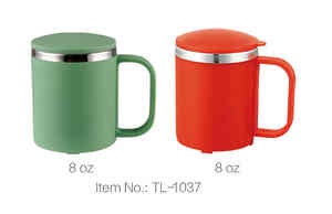 Mug isotherme en acier inoxydable 8oz avec poignée, double paroi sous vide, écologique, anti-fuite, pour bureau et café, maintient au chaud 6-12 heures - Product Image 2