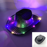 Cappello da Cowboy LED Luminoso con Paillettes, Cappelli per Feste in Maschera, Costumi per Halloween, Natale e Festival