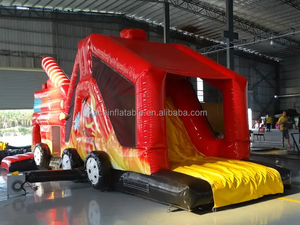 Castillo de Saltos Hinchable, Combo de Casa de Rebote con Tobogán, Camión de Bomberos, Divertido Juego de Correr, Carrera de Obstáculos Inflables para Niños - Product Image 4