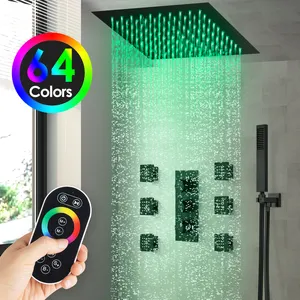 Atmosphere LED Digital Light Bathroom Hot Cold Thermostatic Mixer Rain System Bathtub Wall Mount Rainfall Bath Smart Shower Set