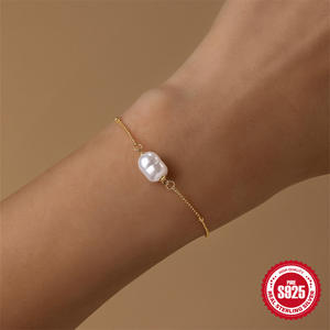 Wholesale S925 sterling silver light luxury niche <b>pearl</b> irregular <b>bracelet</b> high quality women's jewelry - Product Image 5