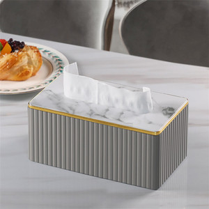 Nouvelle conception de boîte à mouchoirs carrée de luxe légère, distributeur de serviettes en cuir blanc pour hôtel, restaurant, maison, décoration - Product Image 3